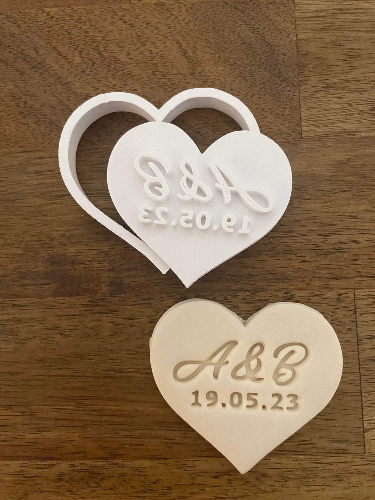 Custom wedding heart stamp with cutter