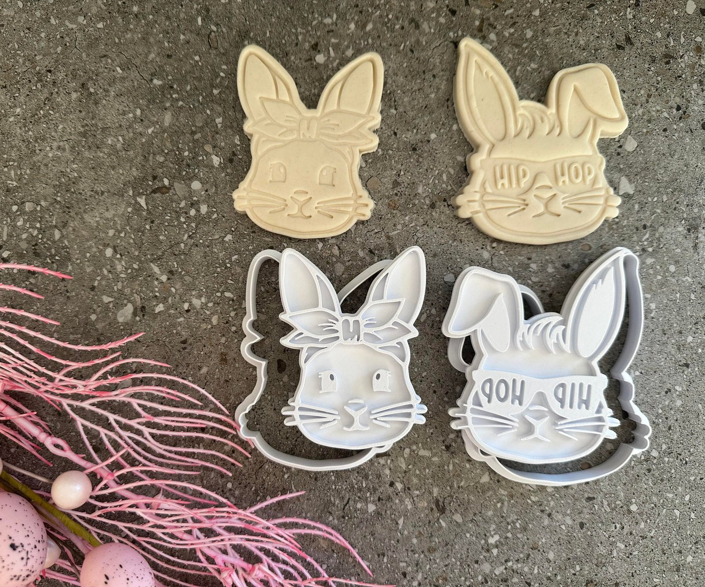 Trendy bunnies with stamp and cutter