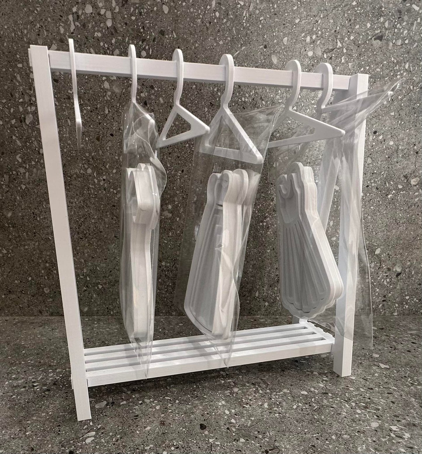 3D printed clothes rack with coat hangers