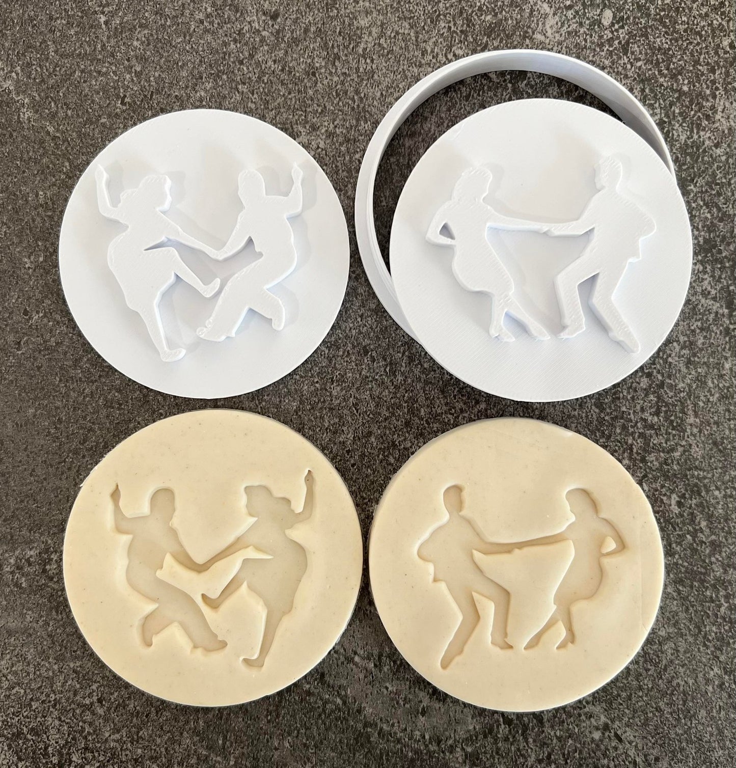 Jazz dancing stamp with a circle cutter
