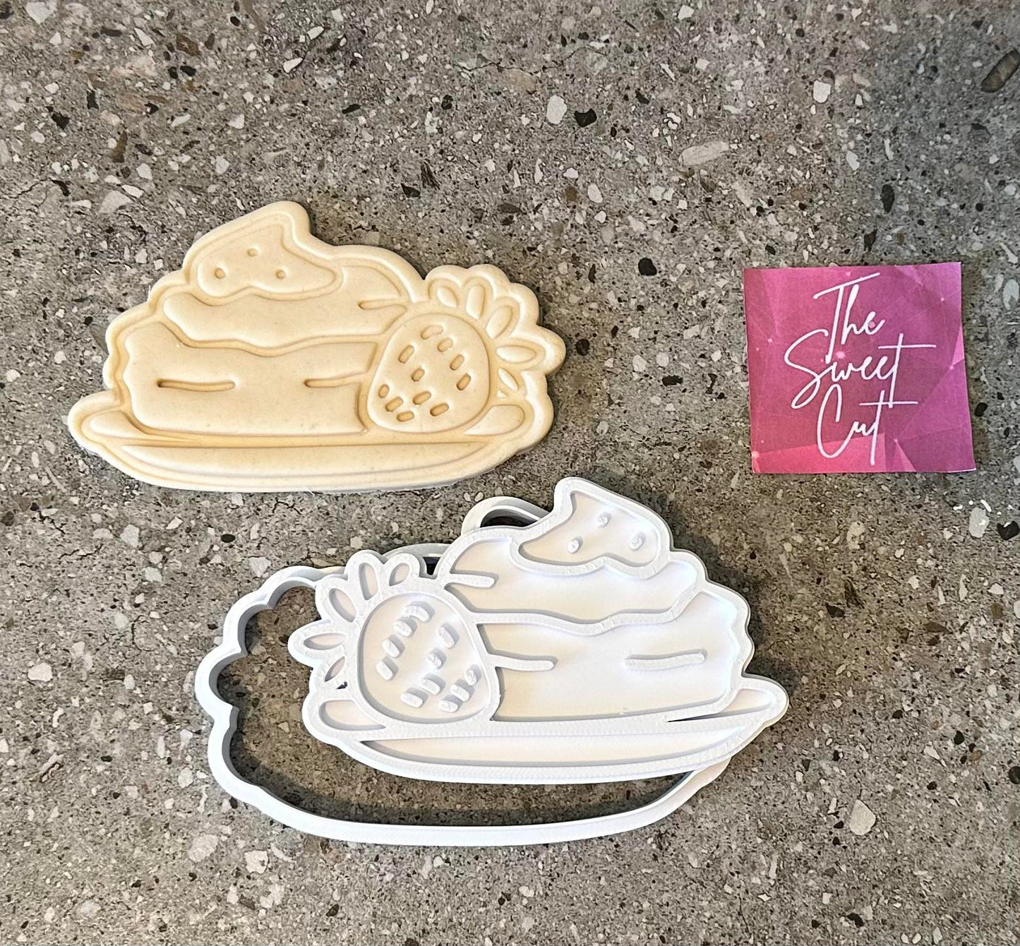 Pancake with strawberry stamp and cutter