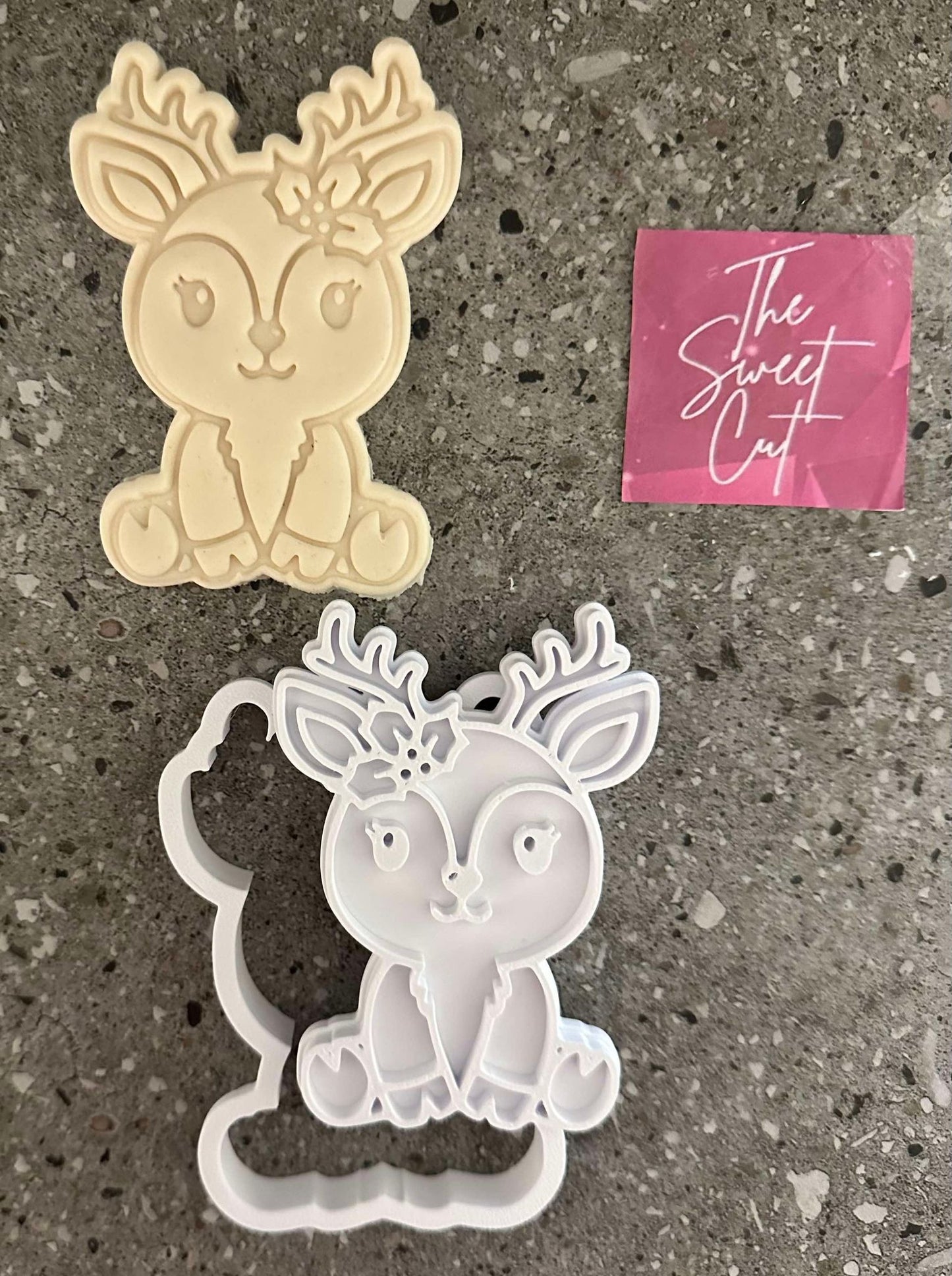 Cute reindeer with holly stamp and cutter