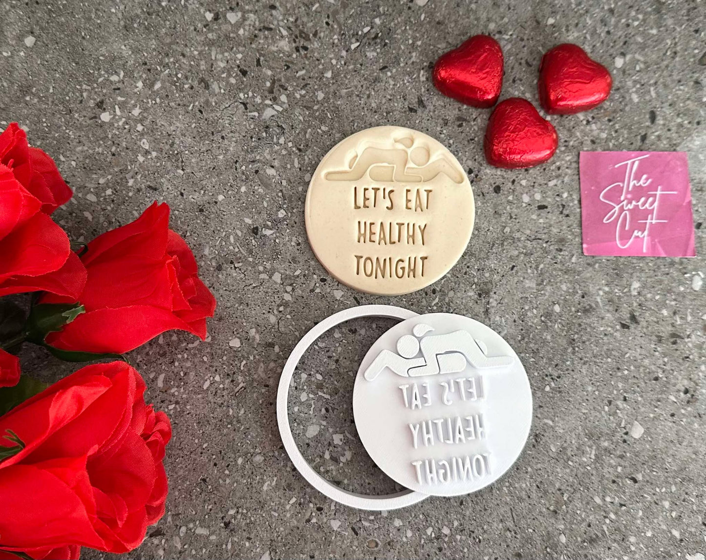 Let's Eat healthy tonight stamp with circle cutter