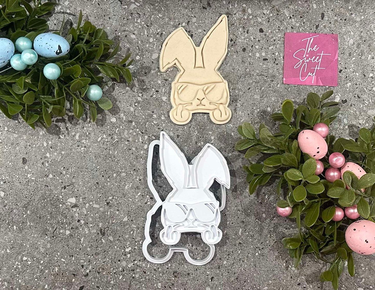 Bunny with rude finger stamp and cutter