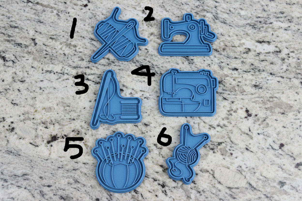 Sewing Theme cookie stamps and cutters