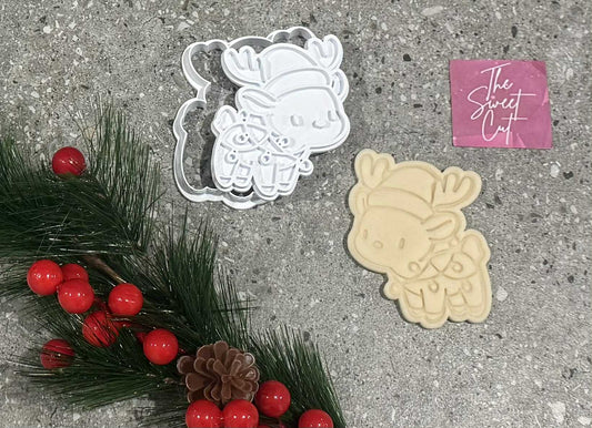 Reindeer with Christmas Lights Stamp and cutter