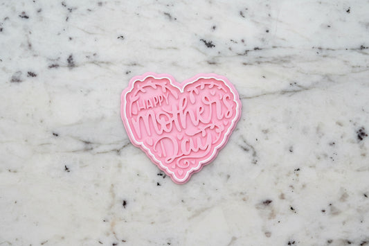 Happy Mother's Day in heart with leaves Stamp and cutter