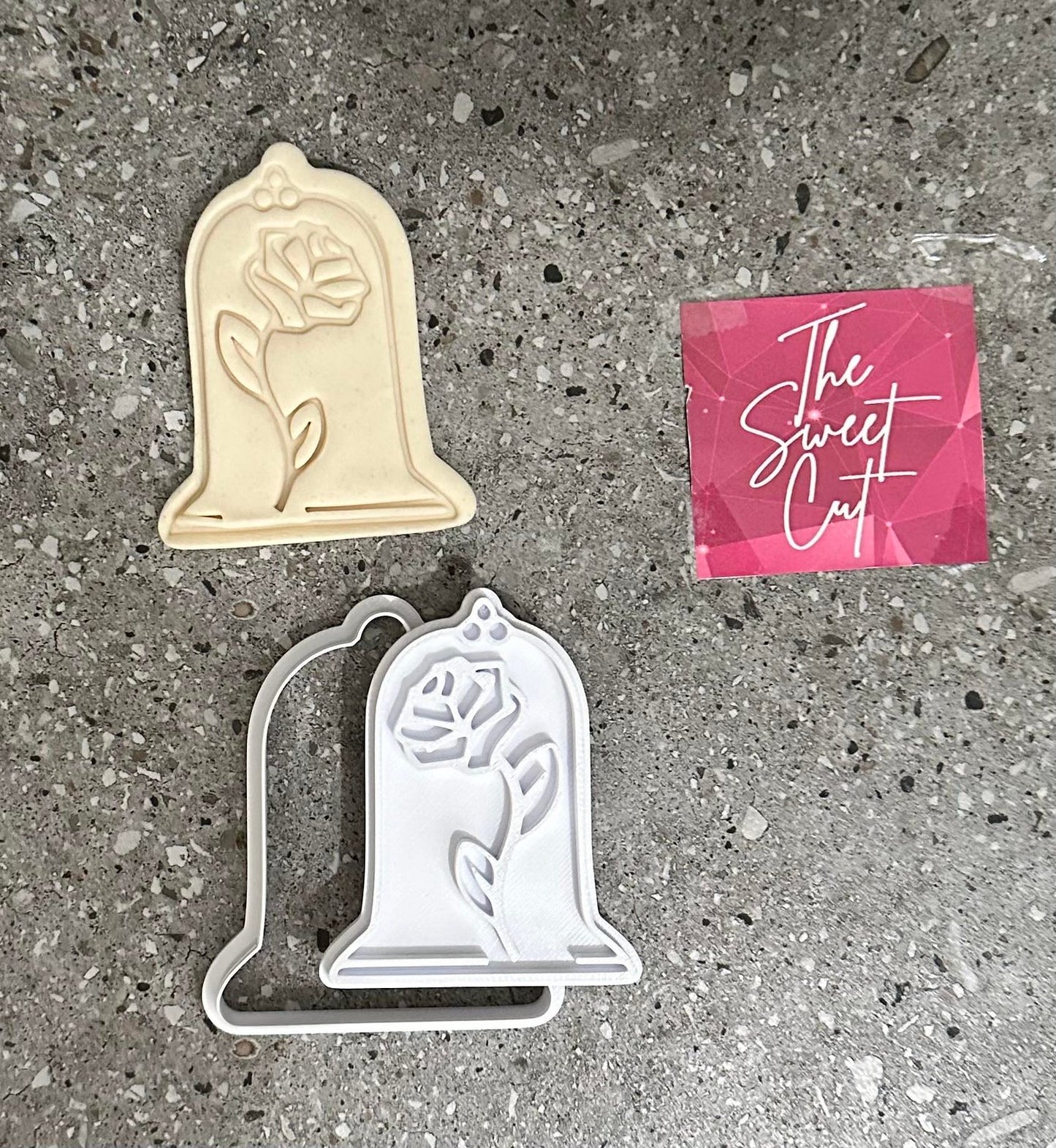 Rose in glass stamp and cutter