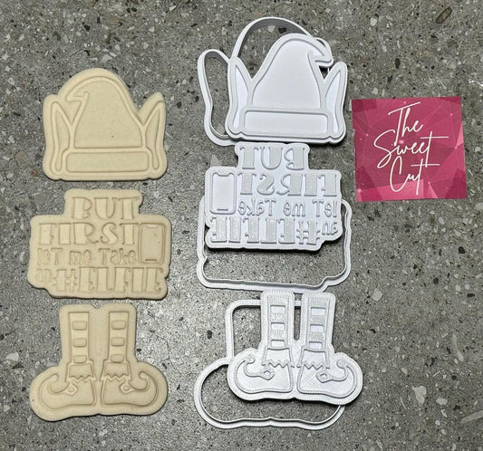 Elf Three piece cookie stamp and cutter