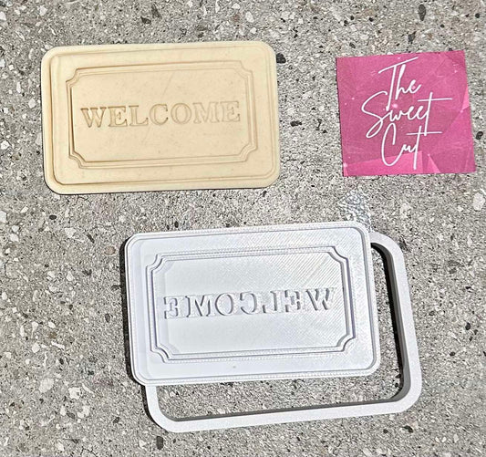 Welcome door mat stamp and cutter