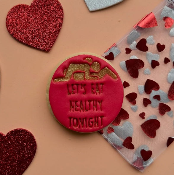 Let's Eat healthy tonight stamp with circle cutter