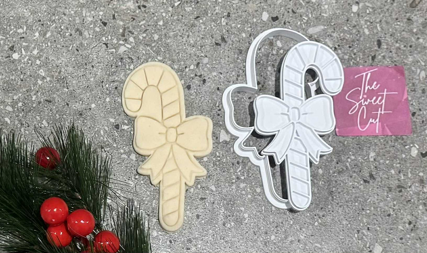 Candy Cane with Bow Stamp and cutter